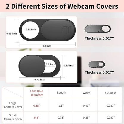6-Pack Laptop Camera Cover Slide, Ultra Thin (0.03in) Webcam Privacy Cover for MacBook, iPhone, iPad, iMac, PC, Cell Phone & Computer Accessories (3 Pack Small+3 Pack Big)