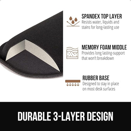 GORILLA GRIP Silky Gel Memory Foam Keyboard Wrist Rest for Computer and Mouse Pad, Ergonomic Design Typing Support, Desk Office Supplies, Hand & Arm Mousepad Cushion and Coaster, 3 Piece Set, Black