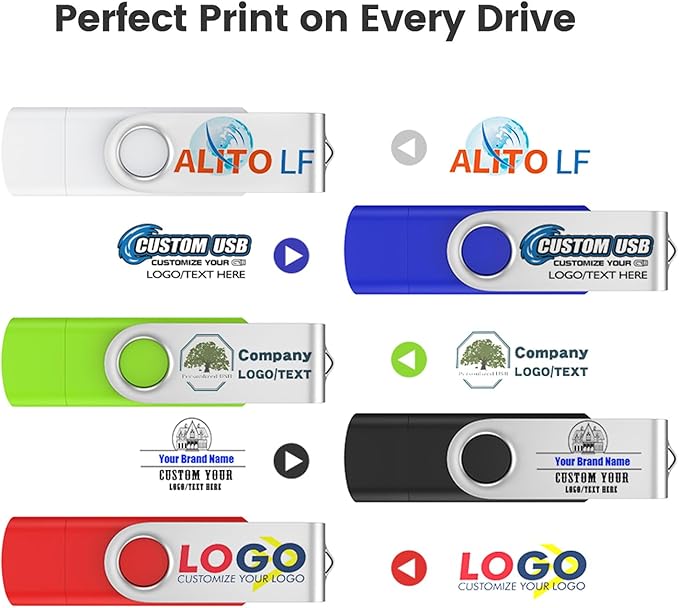 Customizable 64GB Flash Drive 10 Pack, ABLAZE Dual USB 2.0+ Type C Thumb Drives with Logo Personalized USB Memory Sticks (Mixed Colors)