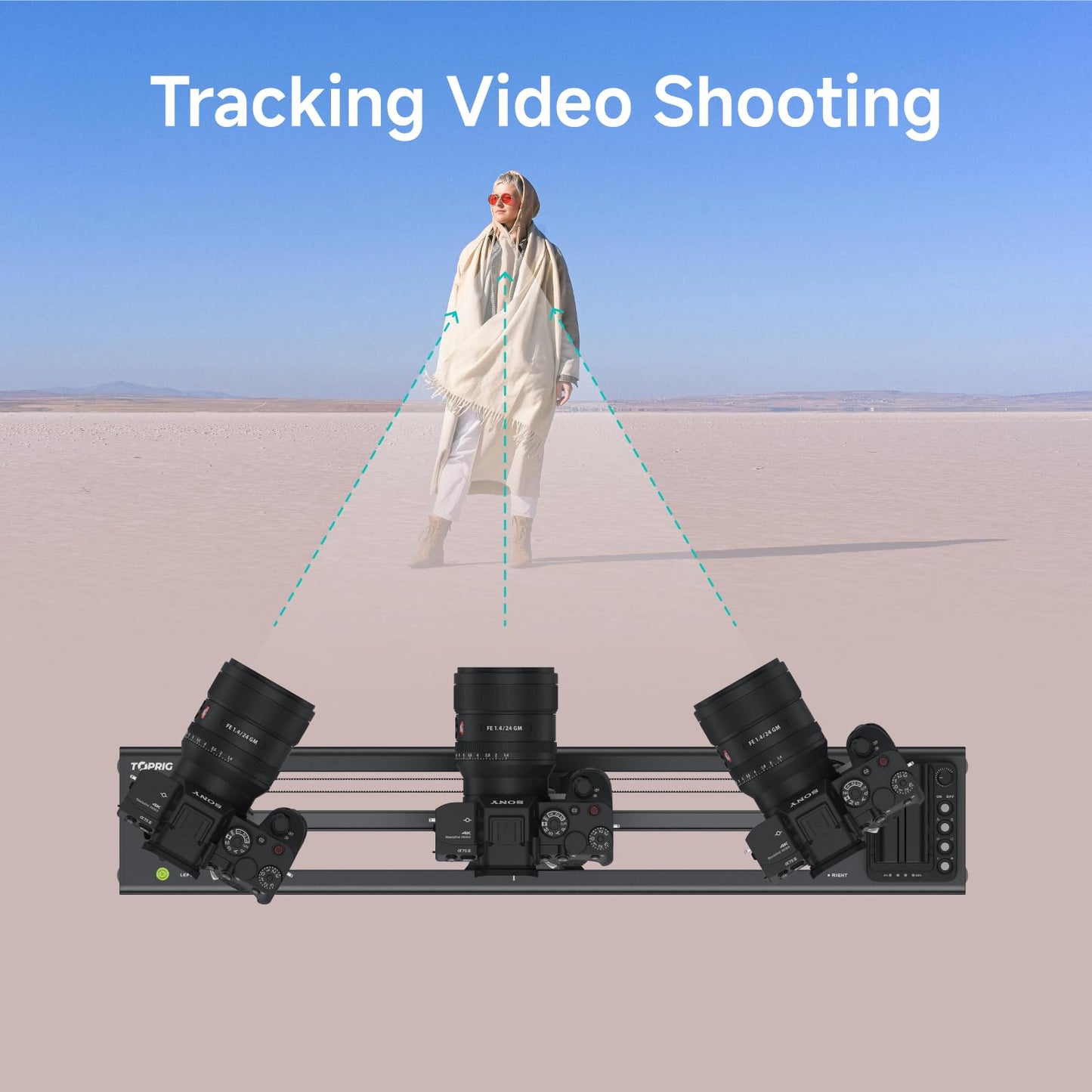 Accsoon Toprig Motorized Camera Slider, Wireless DSLR Video Slider with Button/APP Control, Time-Lapse/Loop Mode, Speed Knob, 120° Panoramic Shooting, Compatible with GoPro, Camera-24inch Video Slider