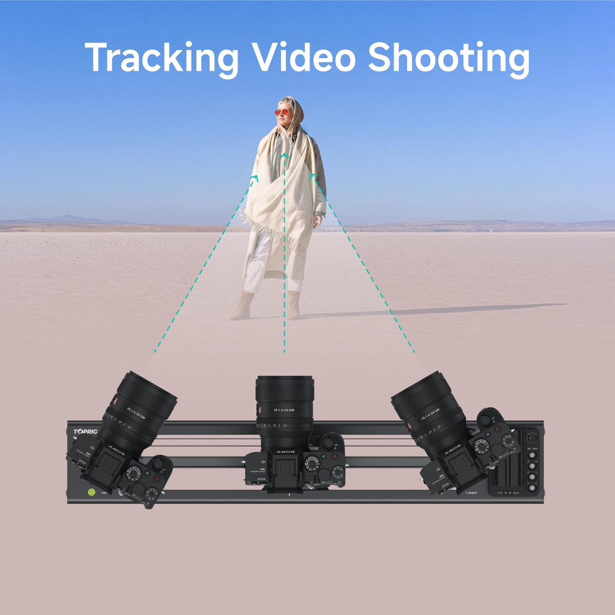 Accsoon Toprig Motorized Camera Slider, Wireless DSLR Video Slider with Button/APP Control, Time-Lapse/Loop Mode, Speed Knob, 120° Panoramic Shooting, Compatible with GoPro, Camera-24inch Video Slider