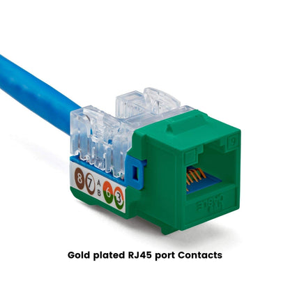 TRUE CABLE Cat6 Keystone Jack, Unshielded (UTP), 90 Degree Punch-Down, PoE++ (4PPoE) 100W, UL Listed, ETL Verified, ANSI/TIA Certified, Modular RJ45 Female, Green, 12 Pack
