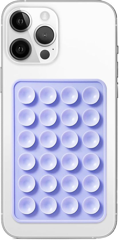 Silicone Suction Phone Case Mount, Non Slip Sticky Phone Grip for Cellphone, Silicon Adhesive Suction Cup Phone Mount, Strong Grip Holder for Selfies and Videos (Lavender)