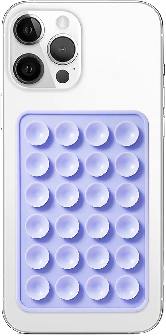 Anteel Silicone Suction Phone Case Mount, Non Slip Sticky Phone Grip for Cellphone, Silicon Adhesive Suction Cup Phone Mount, Strong Grip Holder for Selfies and Videos (Lavender)