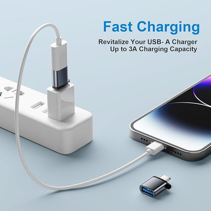 USBC to USB Adapter 6 Pack,USB C to A Adapter,USBC Male to USBA Female,USBC Adapters for iPhone 16 15,MacBook Pro Air,iPad,Samsung Galaxy,Grey