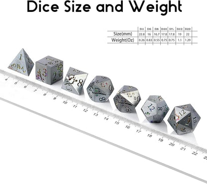 DNDND Rainbow Flower Metal Dice Set, 7 PCS Metallic Flowers DND Dice with Gorgeous Gift Case for D&D Dungeons and Dragon Tabletop Game (Rainbow Flowers)