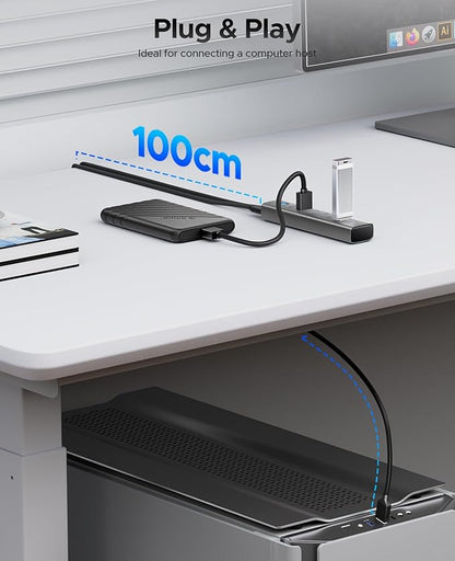 ORICO Aluminum 7-Port USB Hub with 3.28Ft Cable, Multiple USB 3.0 Hub, 5Gbps Data Transfer, 5V 3A Type-C Port, UBS-A Splitter for PC, Laptop, Desktop
