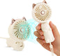 QearFun Handheld Lanyard Fan Portable, Mini Hand Held Fan with USB Rechargeable Battery, 3 Speed Strong Personal Table Fan, 8-12 Hours Small Makeup Fan for Girls Women Travel (Purple&Pink)