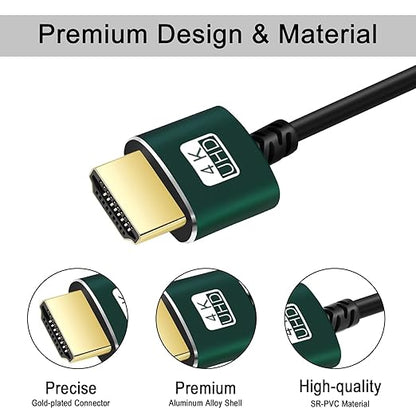 Slim HDMI Cable 6.6FT, Ultra Soft & Thin HDMI to HDMI Cord, Extreme Flexible & Skinny HDMI Wire Supports High Speed 4K@60Hz 18gbps 2160p 1080p