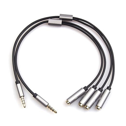 REXUS Grey 2-Pack 3.5mm Y Splitter Stereo Audio Cable 4-Pole Male to 2 Female for Headphone, Headset Splitter Adapter Extension Aux Cable, Compatible MobilePhone and New Version Laptop(M22F35Gx2)