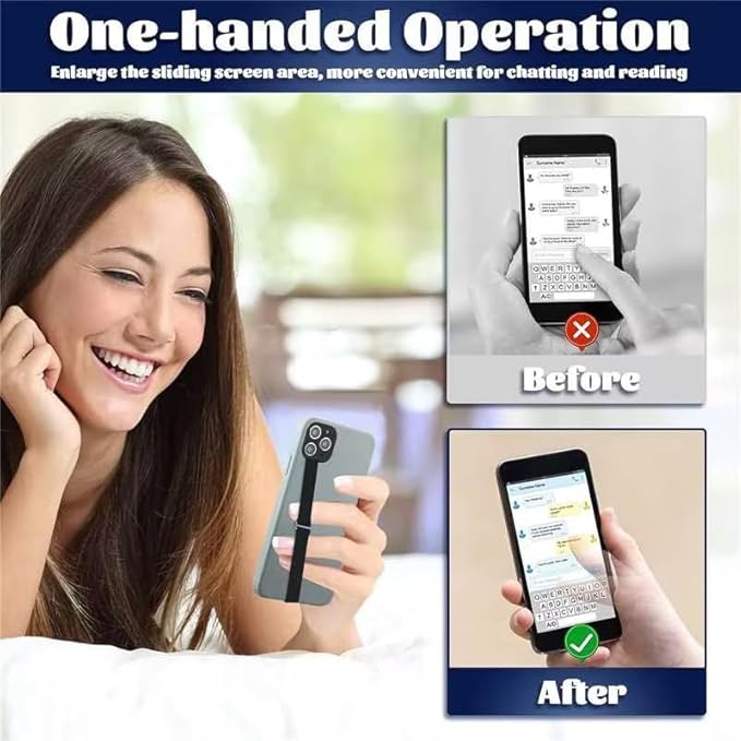 TEAMOLA 3pcs Silicone Phone Grip Holder Strap for iPhone 15/15 Pro/16/16 Pro & Samsung Galaxy S24/S23 - Anti-Slip Finger Loop for Case, Universal Phone Loops for Back of Cell Phones（210, 3 Black）