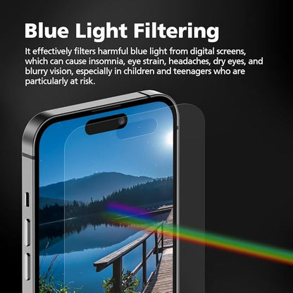3-Pack Anti-Blue Light Matte Screen Protector For iPhone 12/12 Pro [Support Fingerprint Unlock] Anti-Glare, Anti-Fingerprint [Eye Protection] Bubble-Free Installation with Alignment Jig