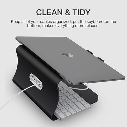 Laptop Stand, Aluminum Notebook Holder Riser Heat-Vent for MacBook Air/Pro, Dell, HP, Lenovo, Microsoft Surface, Samsung 11-16 inches Notebook (Black)
