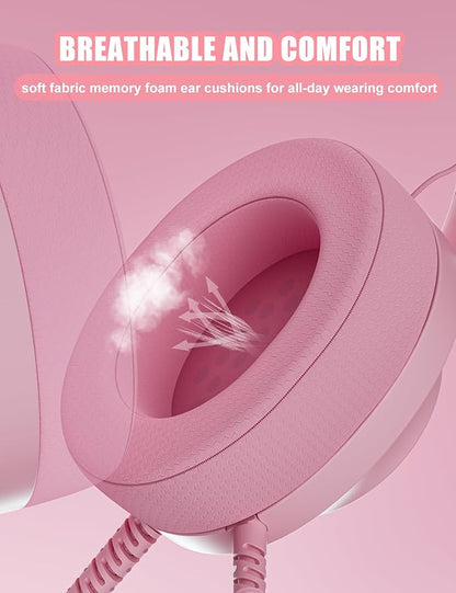 S30 Gaming Headset with Microphone,198g Lightweight Design, Wired Gaming Headphones for Xbox, Xbox Series X|S, PS5, PS4, Switch, PC, Noise Cancelling Mic, Soft Earmuffs (Pink)