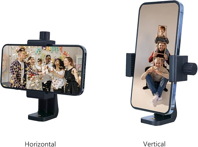 Phone Tripod Mount Adapter with Camera Remote Controller, Cell Phone Holder Clip with Adjustable Clamp Compatible with iPhone, Samsung, HTC, Huawei etc., Include Wrist Strap