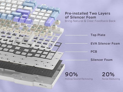 RK ROYAL KLUDGE RK96 RGB Limited Ed, 90% 96 Keys Wireless 3-Mode BT5.0/2.4G/USB-C Hot Swappable Mechanical Keyboard w/Wrist Rest, Volume Control, Software, Massive Battery, RK Pale Green Switch