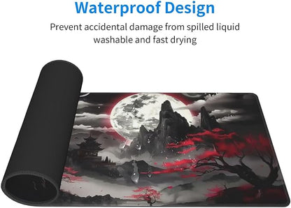 Extended Gaming Mouse Pad, Large Desk Mat XL Anime Mouse Pad Waterproof with Stitched Edges, Non-Slip Desktop Pad for Home and Office, Level Up Your 31.5x11.8 Inch (Night canyon2)