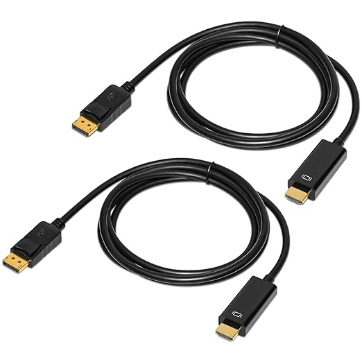 QINGLER 4K Displayport to HDMI Cable 6 Feet 2-Pack
