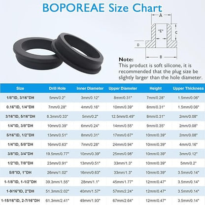 25 Pcs 3/16" Drill Hole, 1/8" ID Silicone Rubber Grommets for Wiring, Automotive Firewall Hole Plug, Small Top Hat Grommet for Vinyl Tubing in Hydroponic Irrigation System Metal Wall Drywall