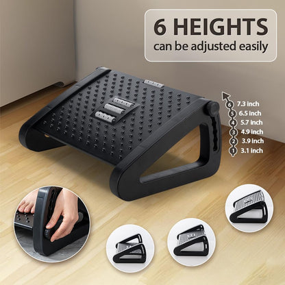CasaZenith Foot Rest, Six Heights Adjustable Foot Rest Under Desk at Work