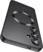 Magnetic for Samsung Galaxy S24 Case [Compatible with MagSafe][Built-in Camera Lens Protector] Slim Soft Silicone Bumper Shockproof Metallic Luster Phone Case (Black)