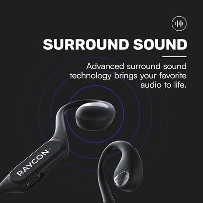 Raycon Open Headphones – Lightweight Wireless Over-Ear Design with Immersive Sound Quality, Long Battery Life, and Comfortable Fit for All-Day Wear - (Black)
