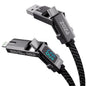 pzoz 4-in-1 USB C Fast Charging Cable with LED Display, Multi USBC Charger Combo Lightning/Type C/USB A Metal Ports for iPhone 16/15/14 Pro Max iPad MacBook AirPods Pro Samsung Google (60W, 5 ft)