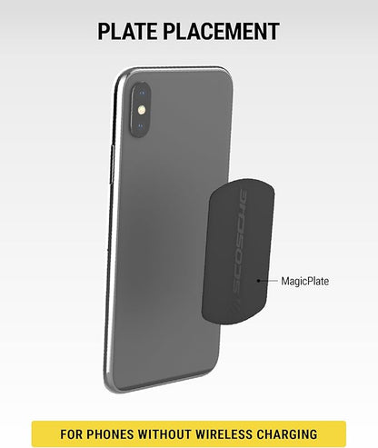 Scosche MagicMount Replacement Metal Plate Kit, Large Metal Plates with Strong Adhesive for Car Magnet Phone Mount Magnetic Cell Phone Holder, Universal Fit with All Devices and Cases, Black, 2-Pack
