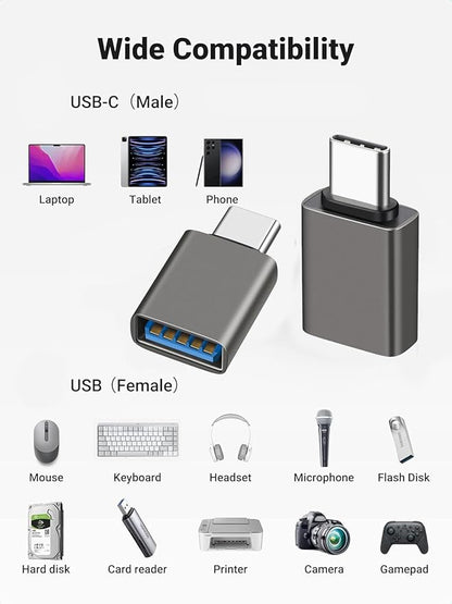 USB C Male to USB A Female OTG Adapter (3 Pack),USB 3.2 GEN2 10Gbps High-Speed Data PD 60W Fast Charging for iMac,MacBook Pro/Air,iPhone 16 15,iPad,Microsoft Surface,Samsung Galaxy S24/23/22,etc.