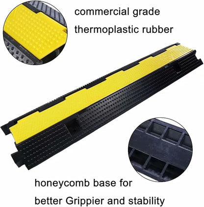 YONSHENG Rubber Cable Ramp Cord Cover Cable Protector Ramps Wire Hose Protective 1 Channel 22000Lbs Load Capacity Traffic Speed Bump for Asphalt Concrete Gravel Driveway Indoor Outdoor, 5 Pack