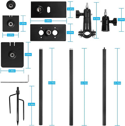 Universal Ground Stake Mount Bracket for Outdoor Security Cameras and Solar Panels, Compatible with Ring, Blink, Eufy, Google Nest, Arlo, Wyze, SimpliSafe, 1/4 Screw Cameras (Black)