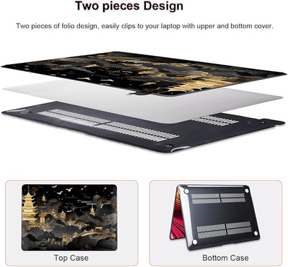 for MacBook Air 13 inch Case 2021 2020 2019 2018 Release A2337 M1 A2179 A1932 Retina Display Touch ID, Crystal Black Pattern Plastic Hard Shell Case for Mac Air 13 M1, Tide Illustration 1