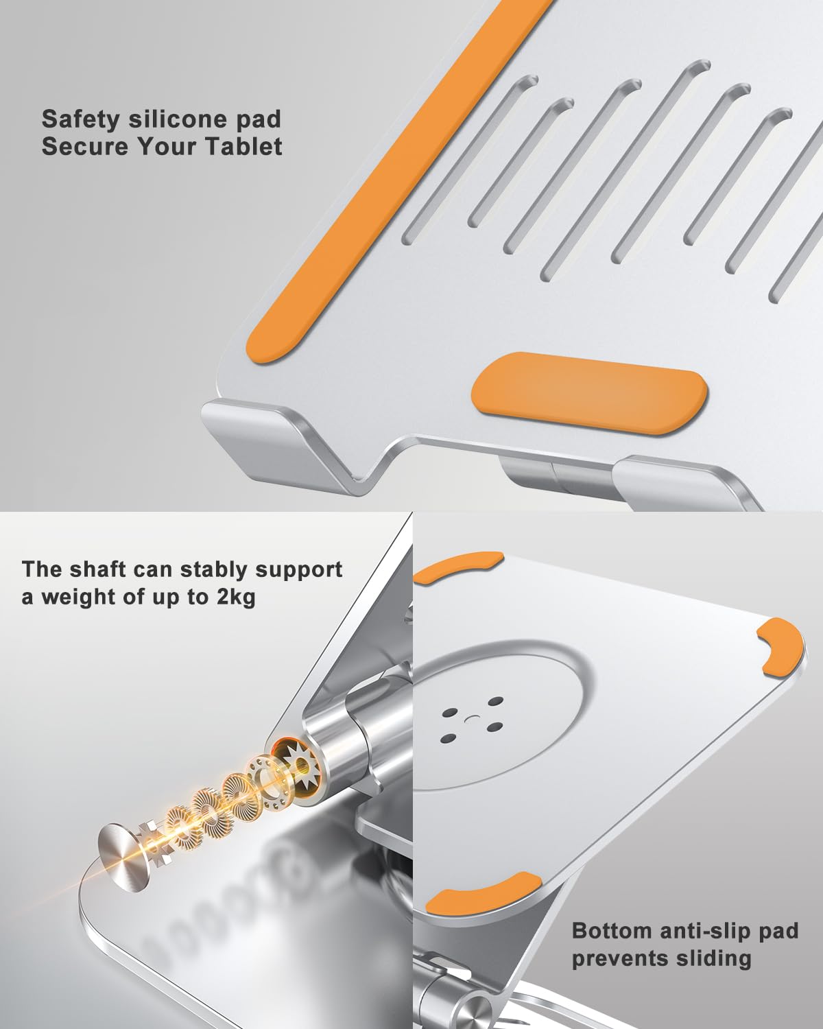 Gorablix Aluminum Tablet Stand, 360° Rotating iPad Holder Fits 4-13"