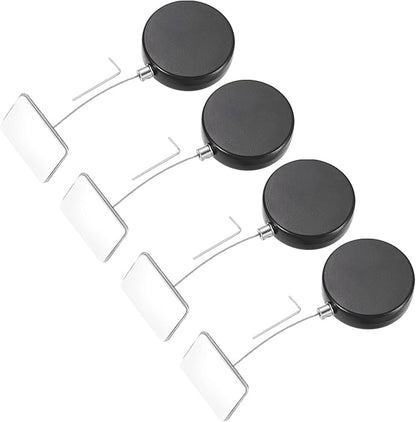 MECCANIXITY 3.3ft Retractable Cable Lock with Square Patch Remote Control Security Lock with Adjustable Cord Tether Anti Theft for Laptop, TV, 150 G, Black, 4 Pack