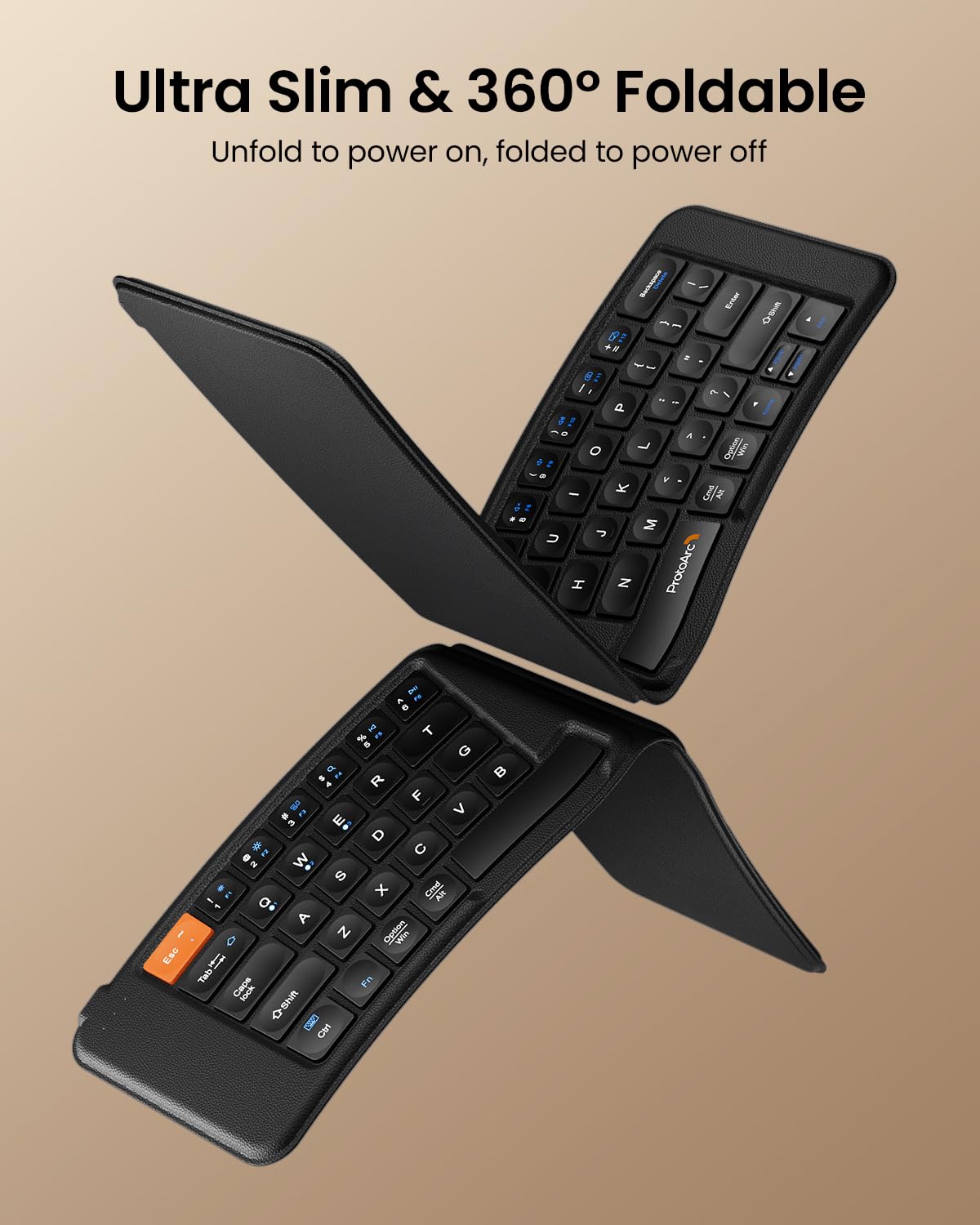 ProtoArc XK03 Ergonomic Foldable Keyboard for iPad, iPhone, Tablet, Laptop