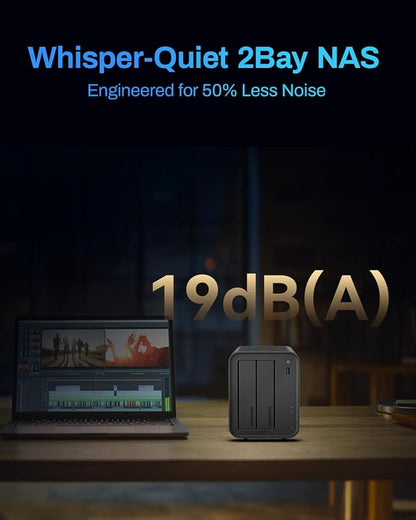 TERRAMASTER F2-425 2-Bay NAS Storage - Intel x86 Quad-Core CPU, 4GB RAM, 2.5GbE LAN, Network Attached Storage Multimedia Server for Home Users (Diskless)