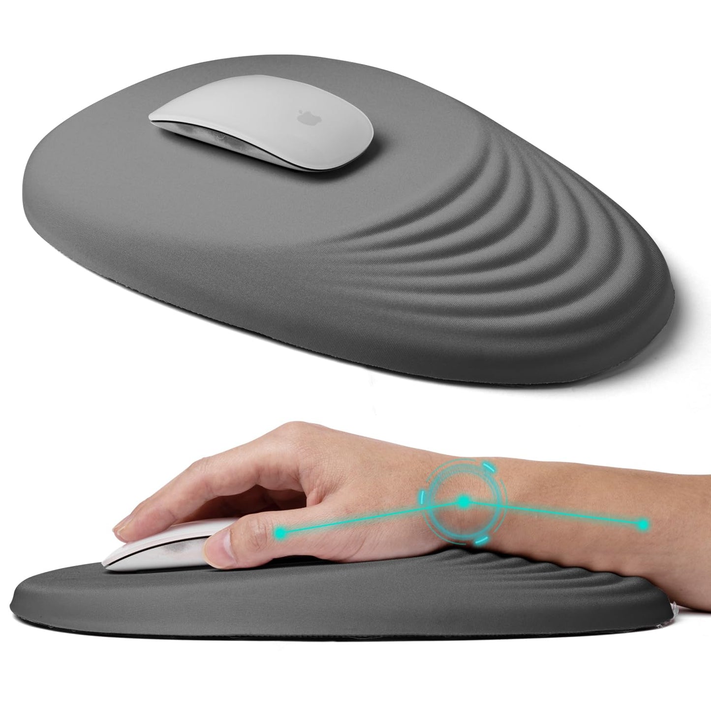 LSLXDCLJ Ergonomic Mouse Pad with Wrist Rest Support,Mousepad Relief Carpal Tunnel Pain, Entire Memory Foam Mouse Pad with Non-Slip PU Base, Wireless Mouse Pad, Gray