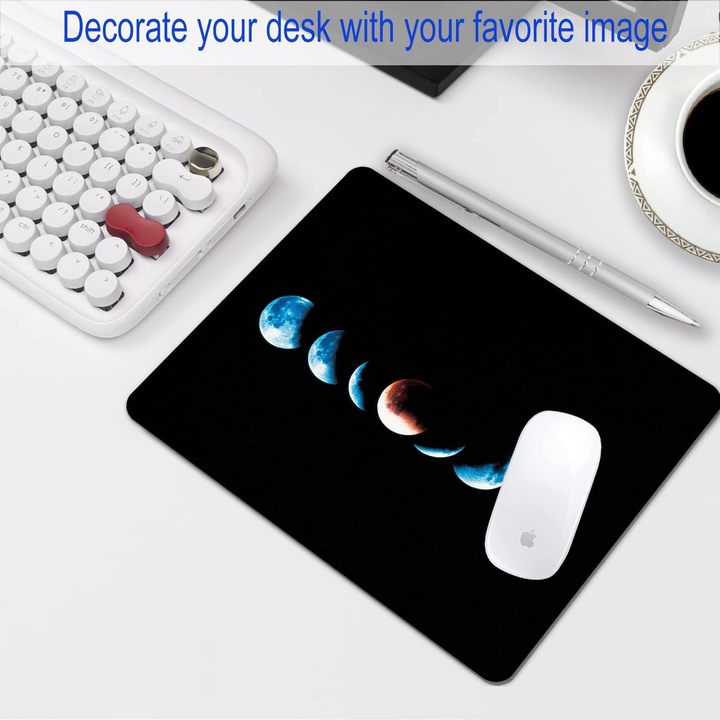 SHALYSONG Moon Phase Mouse Pad, 9.5"x7.9" Non-Slip 3mm Small Mousepad
