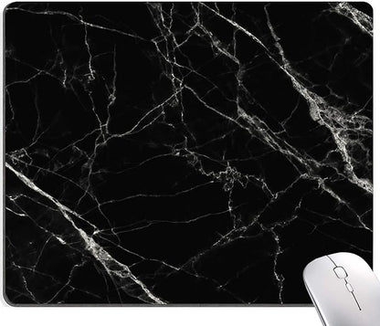 Black Marble Mouse Pad, White Texture Marble Mouse Pad Custom Design, Square Waterproof Mouse Pad Non-Slip Rubber Base MousePads for Office Laptop, 9.5 inch x7.9 inch x0.12 inch Inch