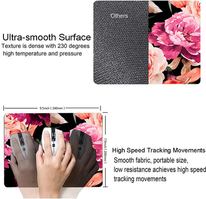 DUADELI Watercolor Rose Flower Mouse Pad, Floral Mouse Pad Custom Design, Square Waterproof Mouse Pad Non-Slip Rubber Base MousePads for Office Laptop, 9.5x7.9x0.12 Inch