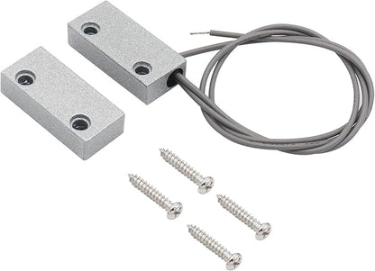 Magnetic Reed Switch Wired Surface Mount Normally Open/Closed NC/NO Contact Sensor Alarm Magnetic Door Switch with 3 Wires, Zinc Alloy Sliver, MC-51