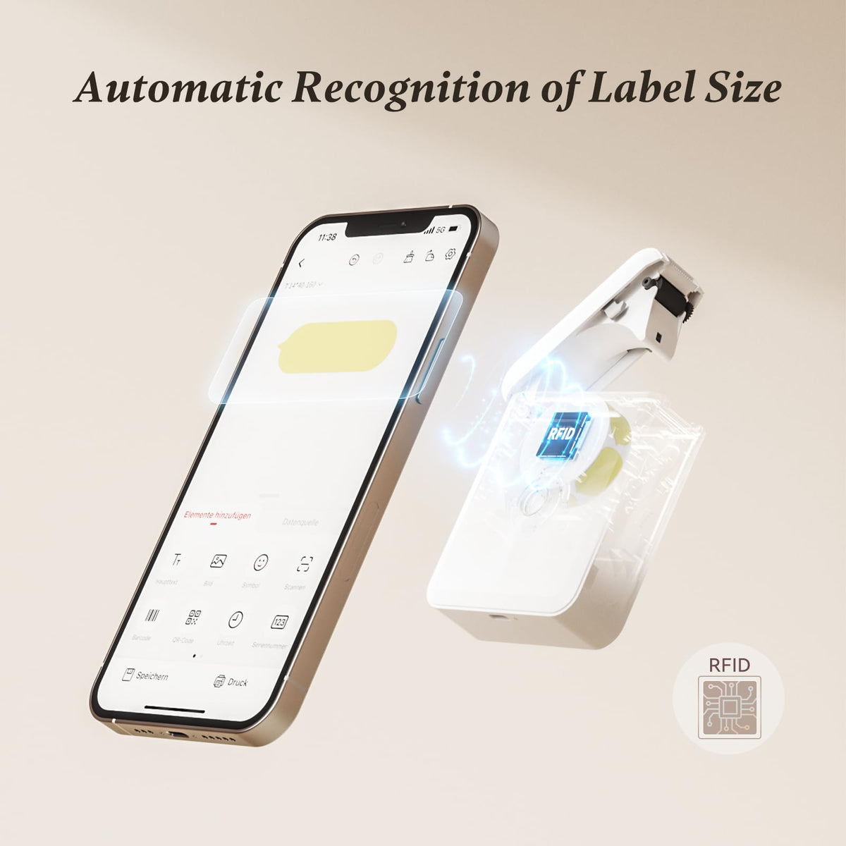 NIIMBOT D110 Label Maker Machine, Bluetooth Thermal Label Printer