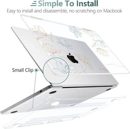 MEEgoodo Case for MacBook Air M4/M3/M2 13.6 inch 2025 2024 2022, Fit Model A3240 A3113 A2681, Compatible with MacBook Air 13 inch, Laptop Hard Shell Case with Keyboard Cover, Engraving Floral