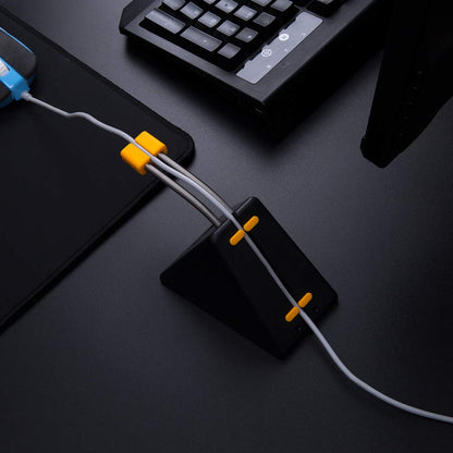 HOTLINEGAMES [NEW] Mouse Bungee, Mouse Cord Clip Cord Management System Fixer Holder for Esports FPS Game (Black-Orange)