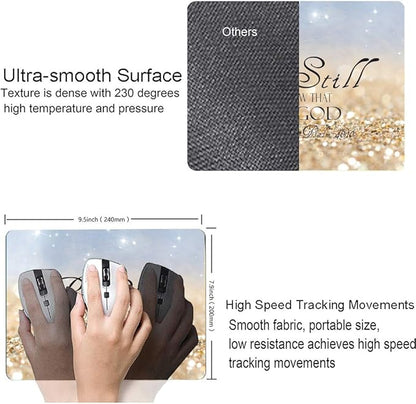 Christian Bible Verses Square Waterproof Mouse Pad Non-Slip Rubber Base MousePads for Office Laptop, 9.5"x7.9"x0.12" Inch(Be Still)