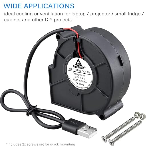 GDSTIME 7530 75mm x 75mm x 30mm 5V USB Blower Brushless Cooling Fan