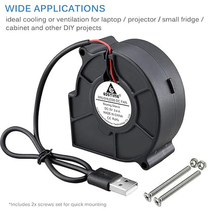 GDSTIME 7530 75mm x 75mm x 30mm 5V USB Blower Brushless Cooling Fan