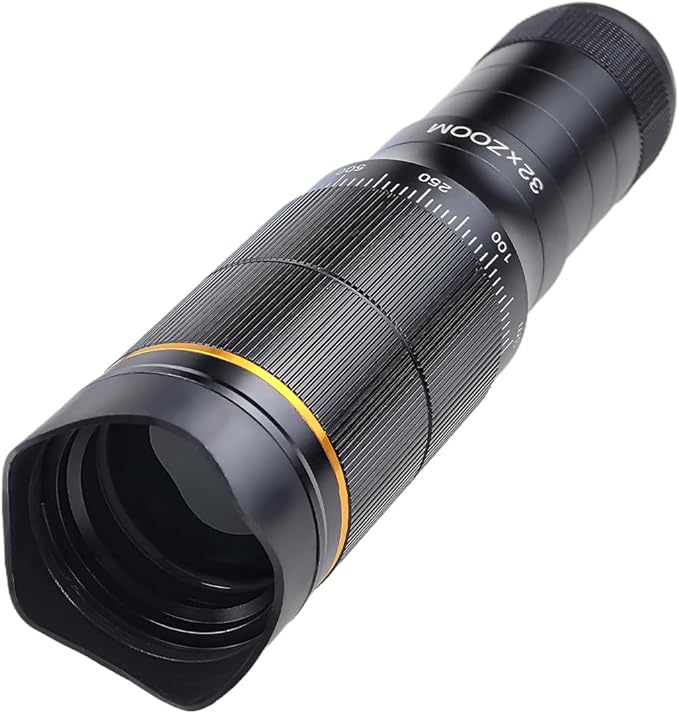 Phone Camera Lens Kit, 32X Long Focus Telephoto, Portable Clip-on HD Phone Zoom Telescope Lens, 0.63X Wide Angle Lens, 198° Fisheye Lens, with Universal Clip and Tripod, for Photo Videos