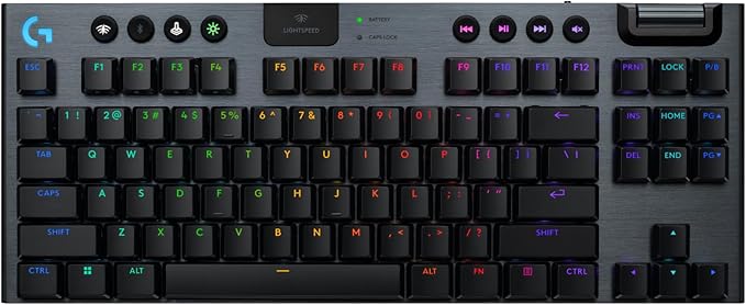 Logitech G915 X Lightspeed TKL Wireless Mechanical Gaming Keyboard, Double-Shot PBT Keycaps, Fully Programmable Keys, RGB Backlit Mac/PC Gaming Keyboards, Aluminum Finish, GL Tactile Switches, Black
