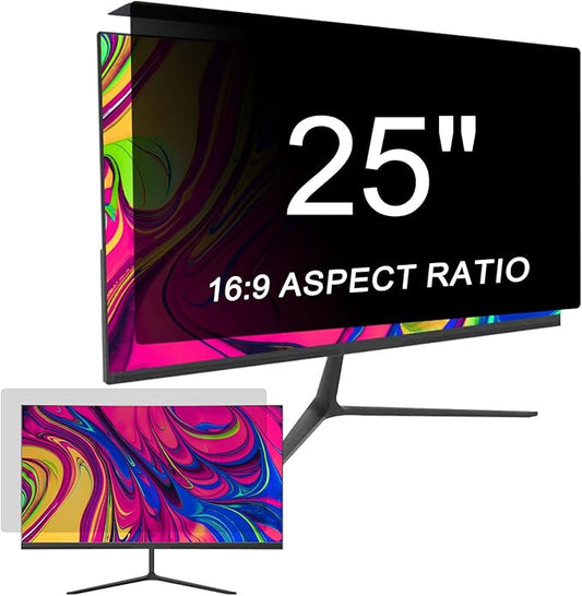 LYLSMGS Hanging Computer Privacy Screen Protector Shield 25 inch 16:9 Widescreen Desktop Monitor, Anti Blue Light & Glare Filter - Compatible with LG Dell HP Acer and More (22.44X13.38 in)